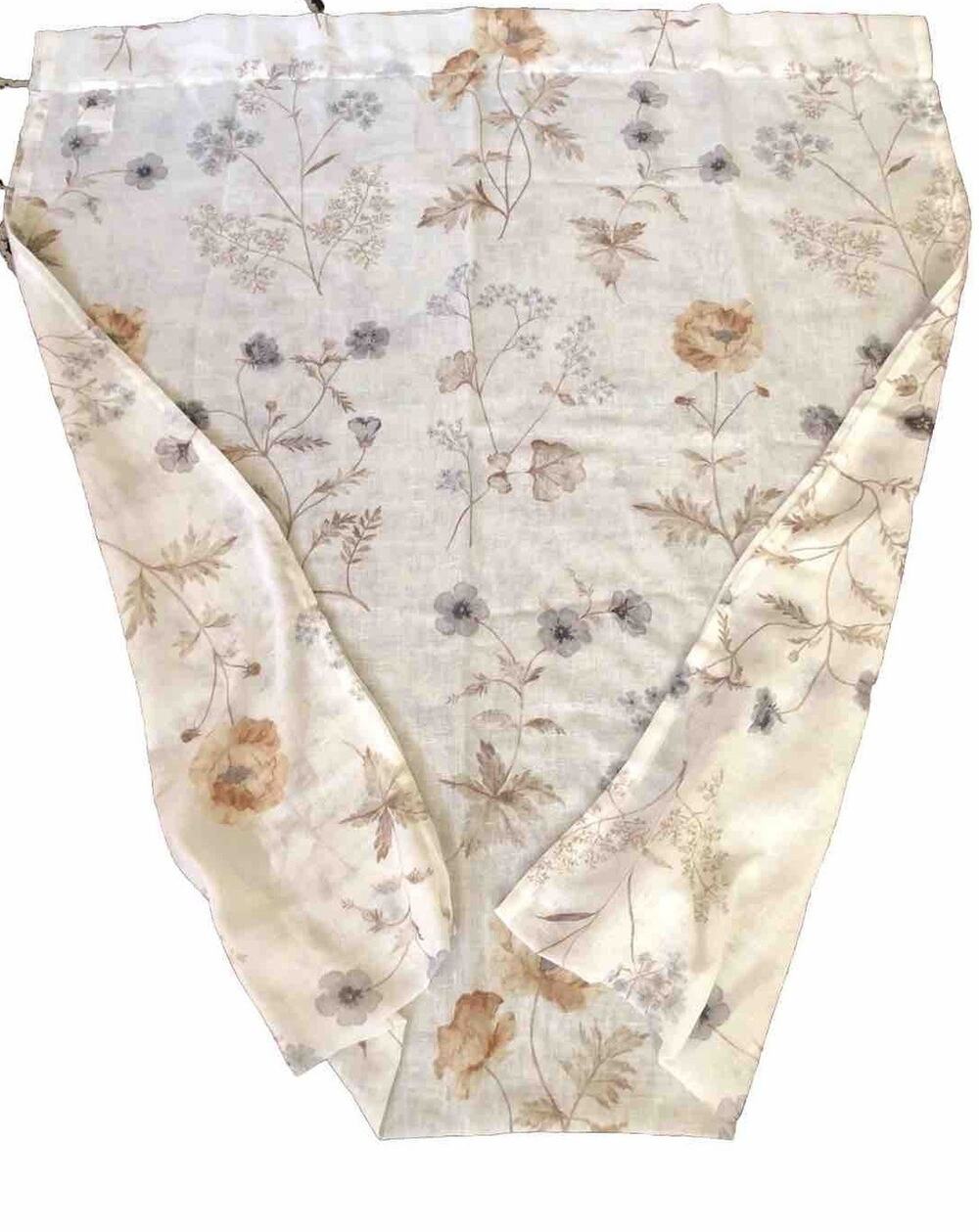 MARTHA STEWART GARDEN PRINT SEMI-SHEER ROD POCKET PANEL PAIR 37"x82” Floral